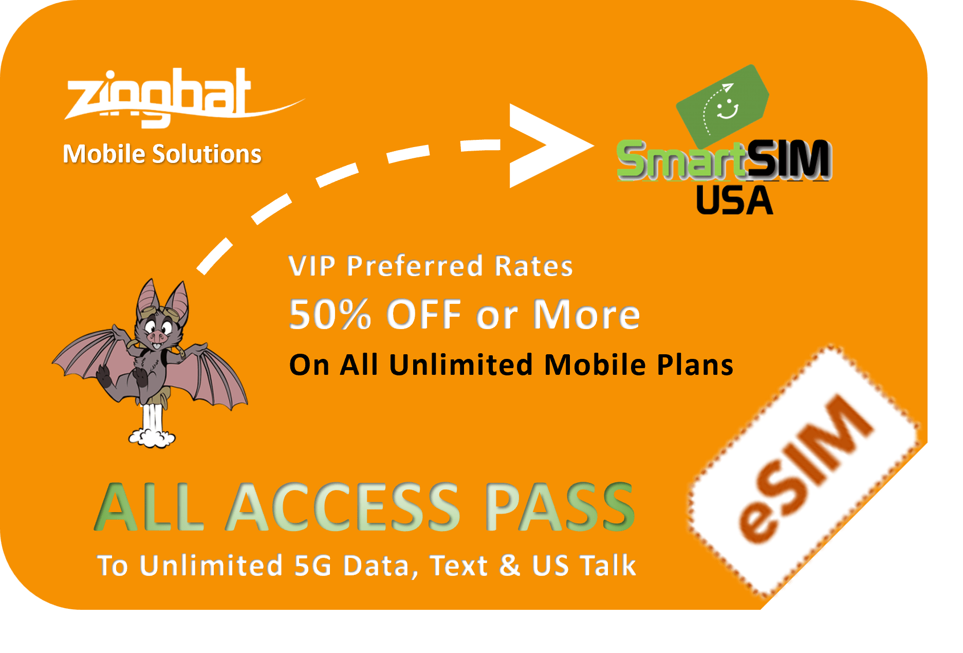 Zingbat SmartSIM USA eSIM ALL ACCESS PASS